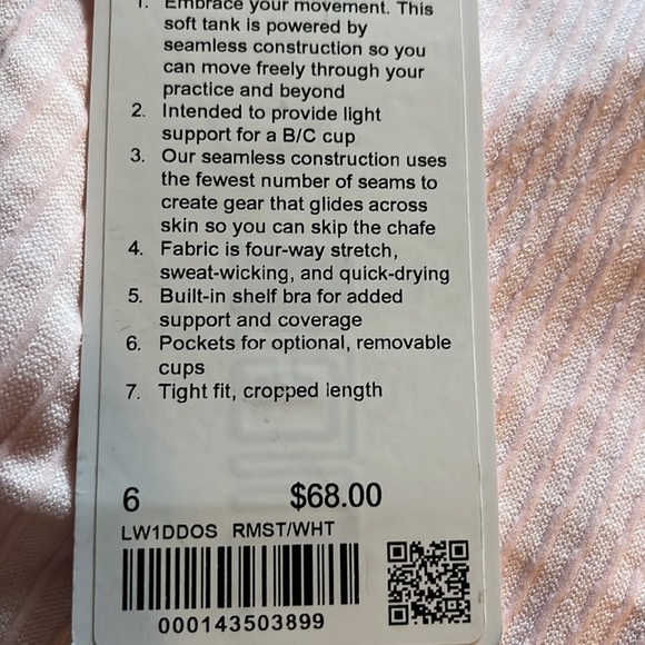 NWT. size 6 baby pink tank crop. Tight fit - Picture 3 of 5